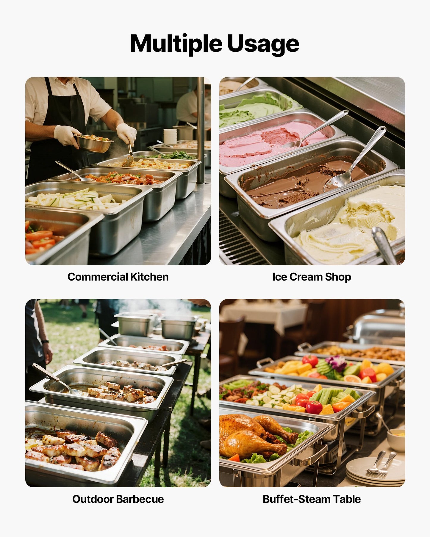Rostfri ångpanna för hotell, full storlek x 145 mm djup, 20,5 l ångpanna för bord, anti-sylt restaurangtillbehör återanvändbar rostfri cateringförvaring för hem, fest, restaurang, hotell, buffé, 1-pack