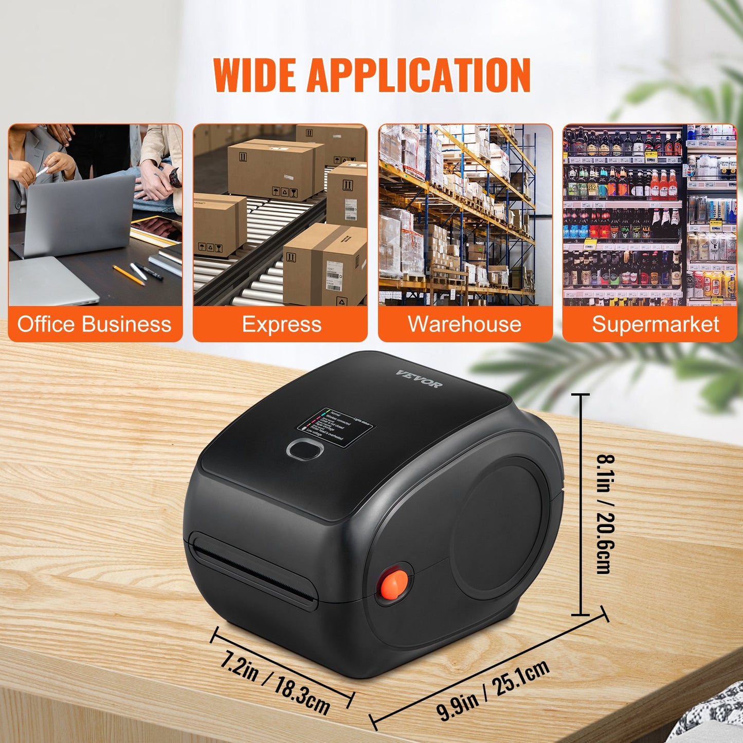 Termisk etikettskrivare, 300 DPI för 4x6-postpaket, trådlös Bluetooth och automatisk etikettigenkänning, stöd för Windows/MacOS/Linux/Android/IOS, kompatibel med Amazon, eBay, Etsy, etc.