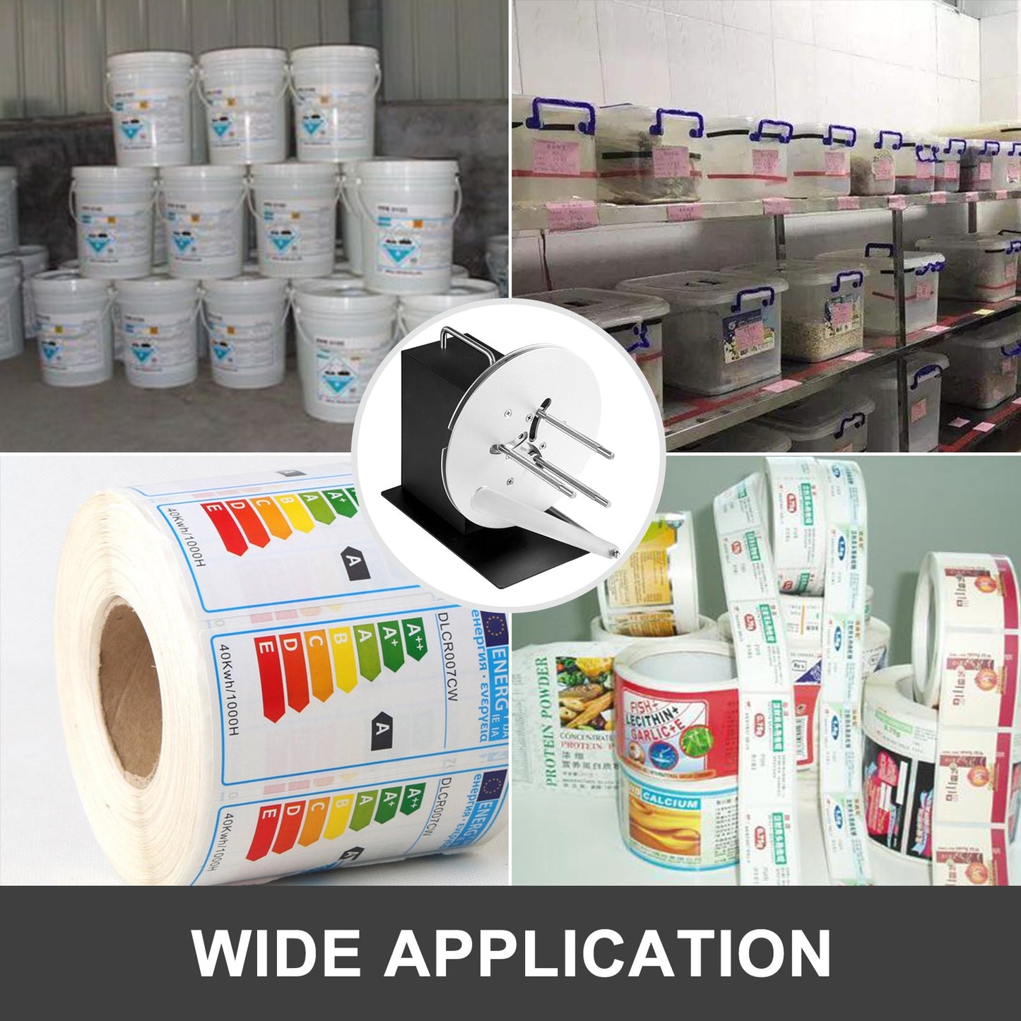 Etikettupprullningsmaskin 120 mm bred etikettupprullningsmaskin Dubbelriktad upprullningsmaskin 220 mm max. diameter Synkroniserar med skrivare för industrier