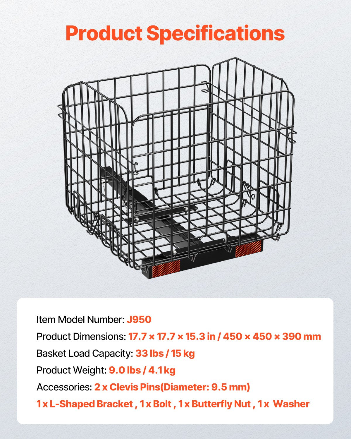 Scooter Rear Basket, Folding Metal Wire Basket, Heavy Duty & Spacious Cargo Basket, Works with 1-inch Receiver, Compatible with Most Golden, Drive & Pride Mobility Scooter