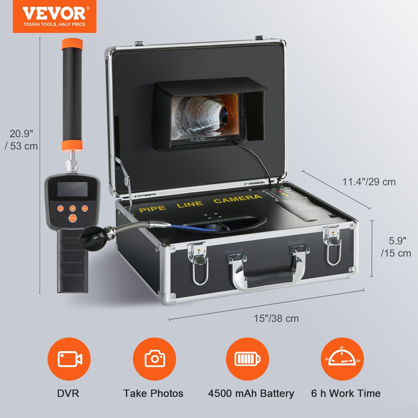 Sewer Camera Pipe Inspection Camera 17.8 cm 1000TVL Camera 30.5m w/Locator 512Hz