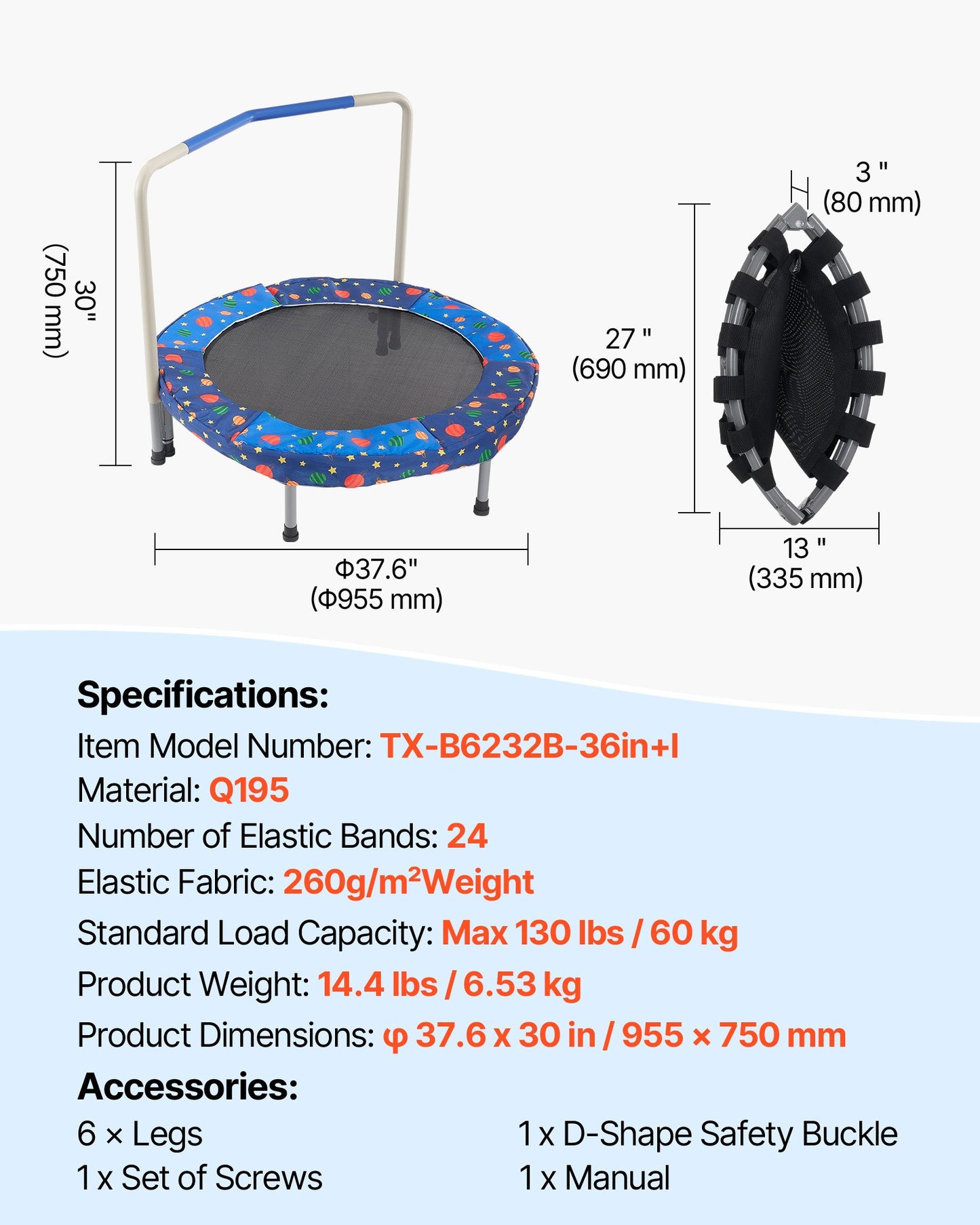 90 cm barnstudsmatta, 1 meter inomhus- och utomhusstudsmatta, hopfällbar ministudsmatta med handtag, rebounderstudsmatta för småbarn, födelsedagspresent till barn från 3 år, pojkar och flickor för skojs skull, Bule