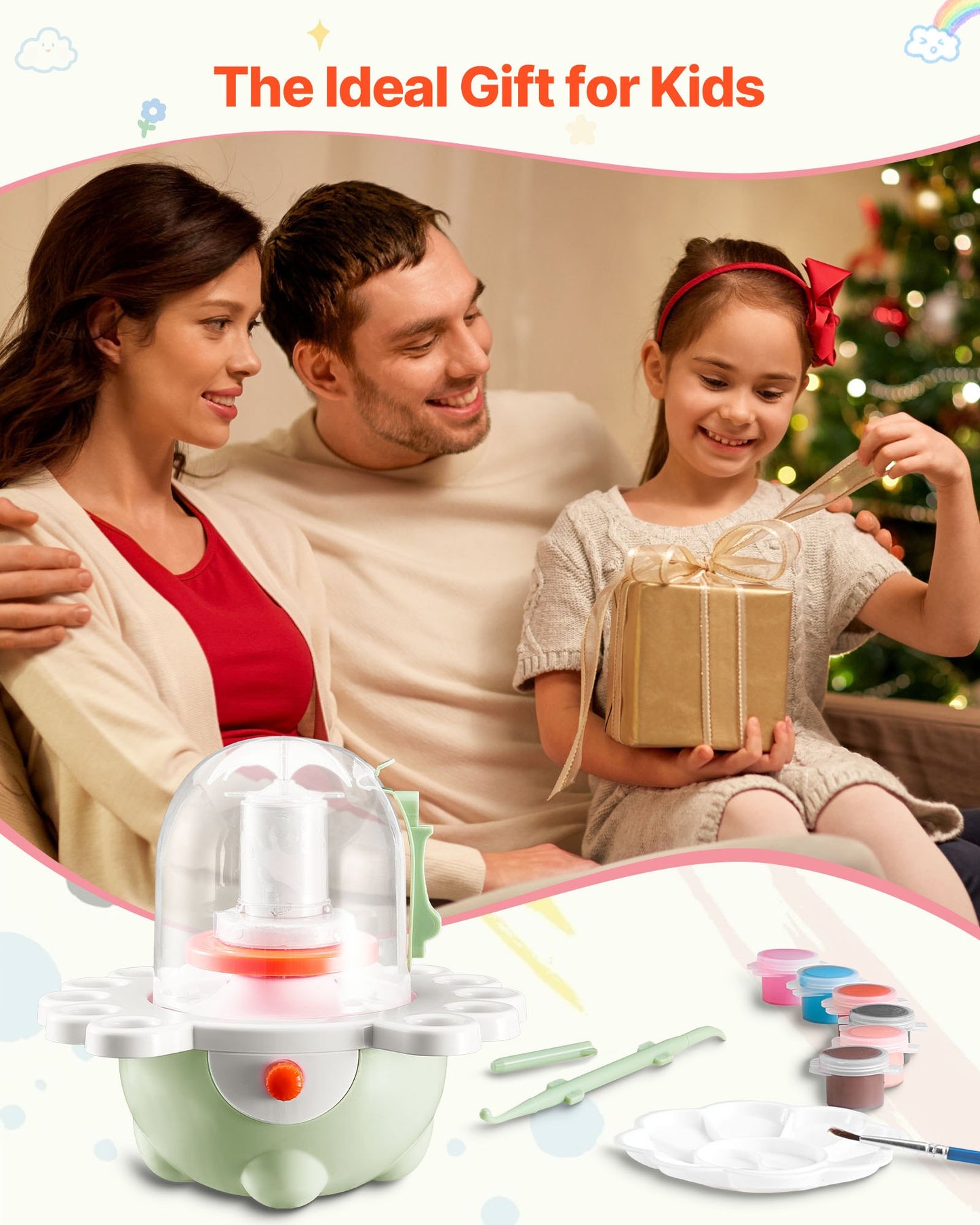 Mini keramikhjul, 50 mm och 80 mm roterande tallrikar, justerbar hastighet, elektrisk lerhjul för barn och nybörjare, komplett keramikset med lerskulpturverktyg, present till pojkar och flickor, grön