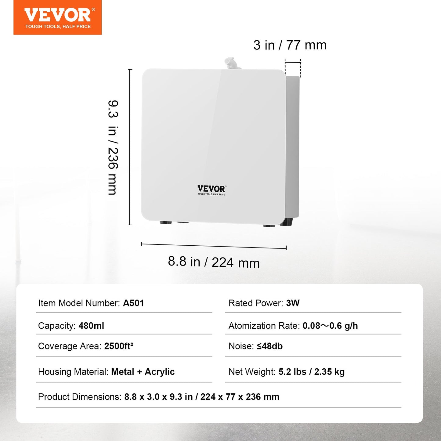 Doftluftsmaskin för hemmet 480 ml kallluftsdiffusor 237 kvm vattenlös