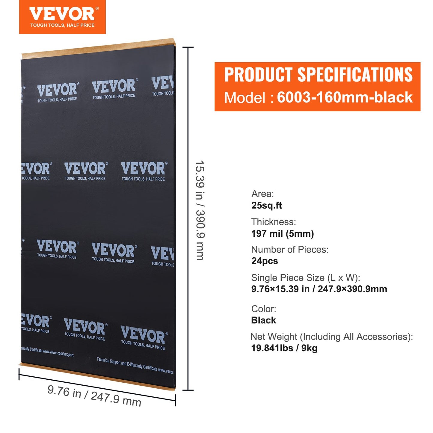 Ljuddämpande matta för bilar, 200 mil 2,3 kvm ljuddämpande material för bilar, butyl ljuddämpare för bilar, bullerisolering och vibrationsdämpande material för bilar