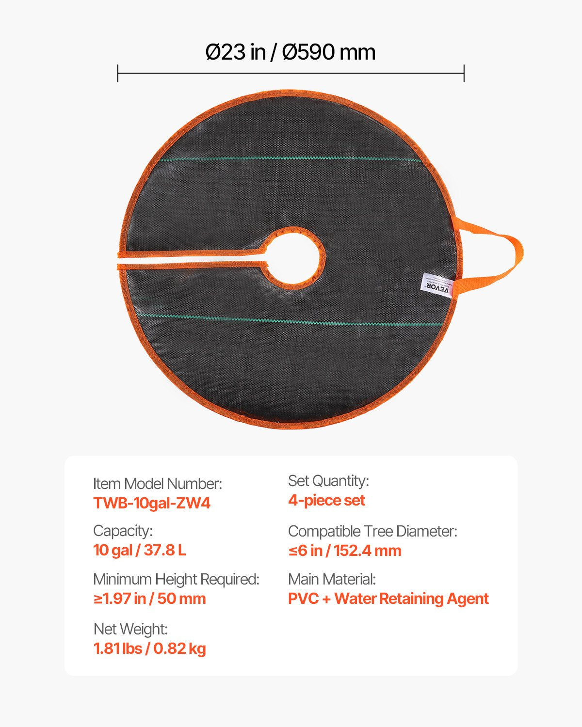 Trädbevattningsringar, 4-pack 10 gallon självbevattnande trädpåsar, långsamt frisättande trädbevattningspåsar upp till 30 dagar, kraftigt automatiskt droppsystem för plantering av trädgårdsträd och buskar