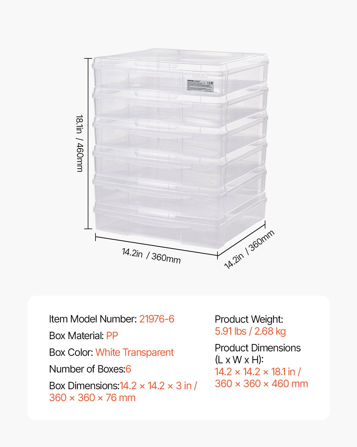 Förvaring för scrapbookingpapper, 6-pack stapelbara plastspelslådor, genomskinligt mångsidigt dokumentfodral med rundade hörn och dubbla spärrar, för kontorsnödvändigheter, verktyg, hantverksmaterial