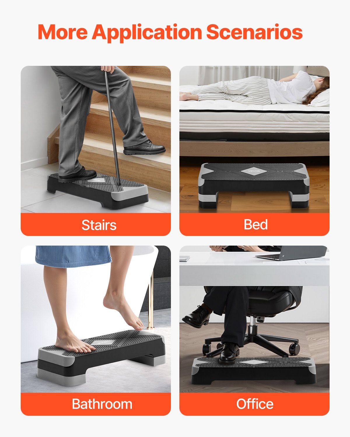 Aerobisk träningsplattform, 28-tums aerobisk steppmaskin, höjdjusterbar fitnessträningsplattform med 4 risers, halkfri bänk för hemmagym, konditionsstyrka, grå