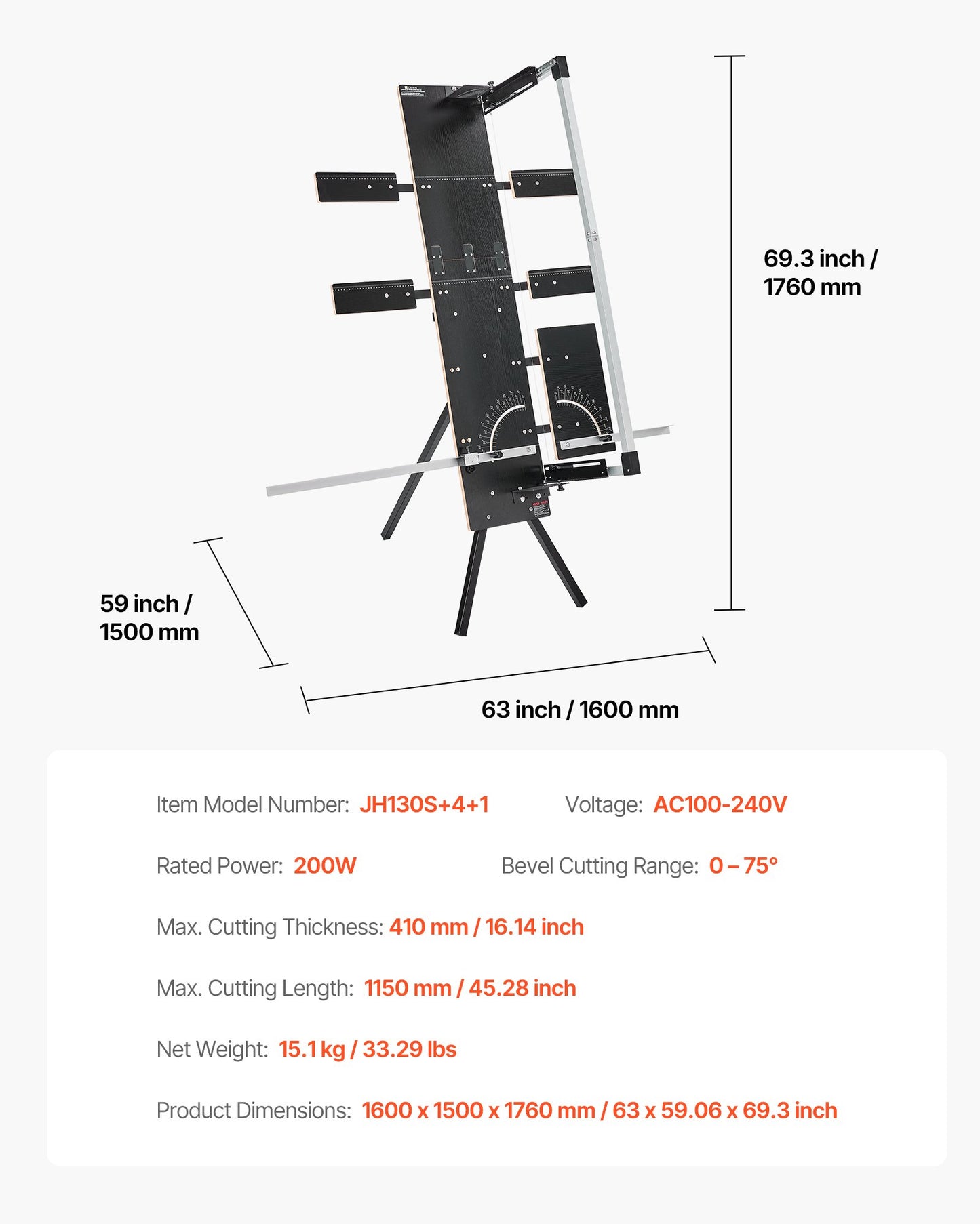 Skumskärare för het tråd, 200W fristående frigolitskärare med 6 st nickel-krom värmetrådar, professionellt elektriskt skärverktyg med 1150 mm max skärlängd för skum, svamp, KT-skivor