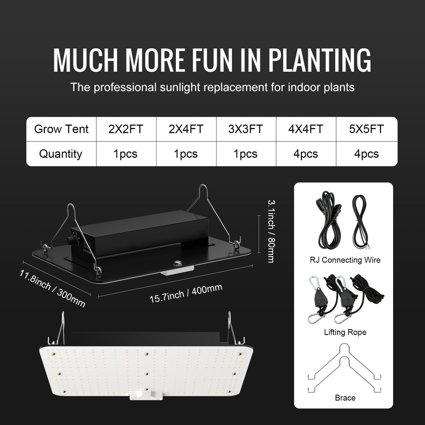 LED-växtlampa, 150W fullspektrum dimbar, högavkastande Samsung 2B1B diodväxtlampa för inomhusväxter, plantor, grönsaker och blommor, växthusodling, kedjedrivare för 3 x 3 fot odlingstält