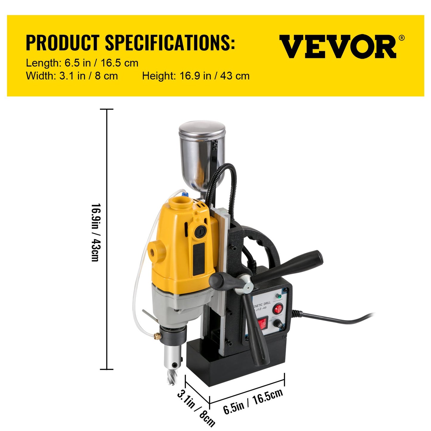 MD40 38,1 mm elektrisk magnetborrpress Borrmaskin med 11 delar HSS-skärsats Precisionsringformad skärsats Kompakt omkopplingsbar Evolution 1100W magnetkraft