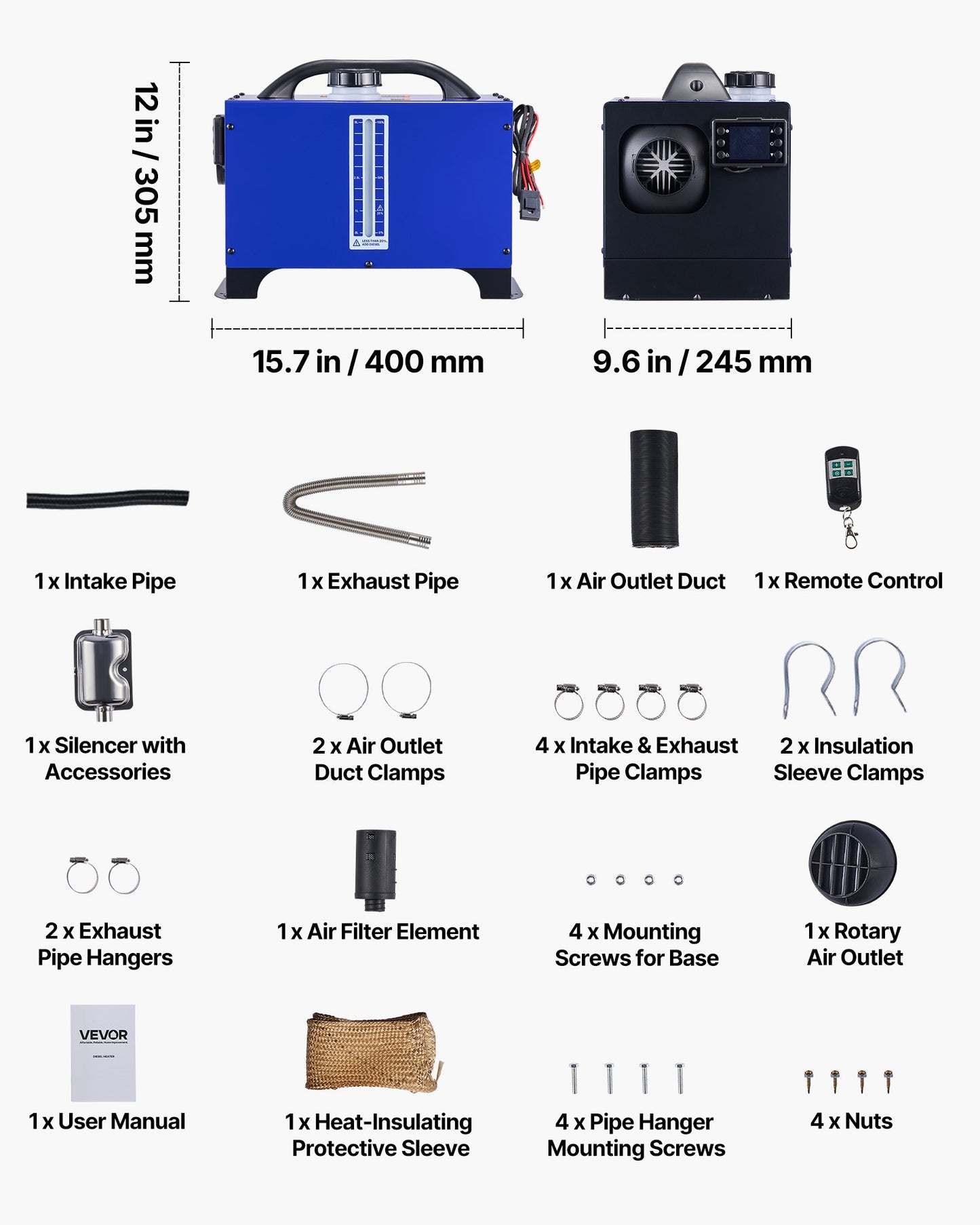 Dieselvärmare, 12-24V 8KW, allt-i-ett bärbar dieselluftvärmare med fjärrkontroll och LCD-display, snabb uppvärmning, lågt ljud, 5 liters bränsletank för fordon, husbilar, skåpbilar, traktorer och lastbilar