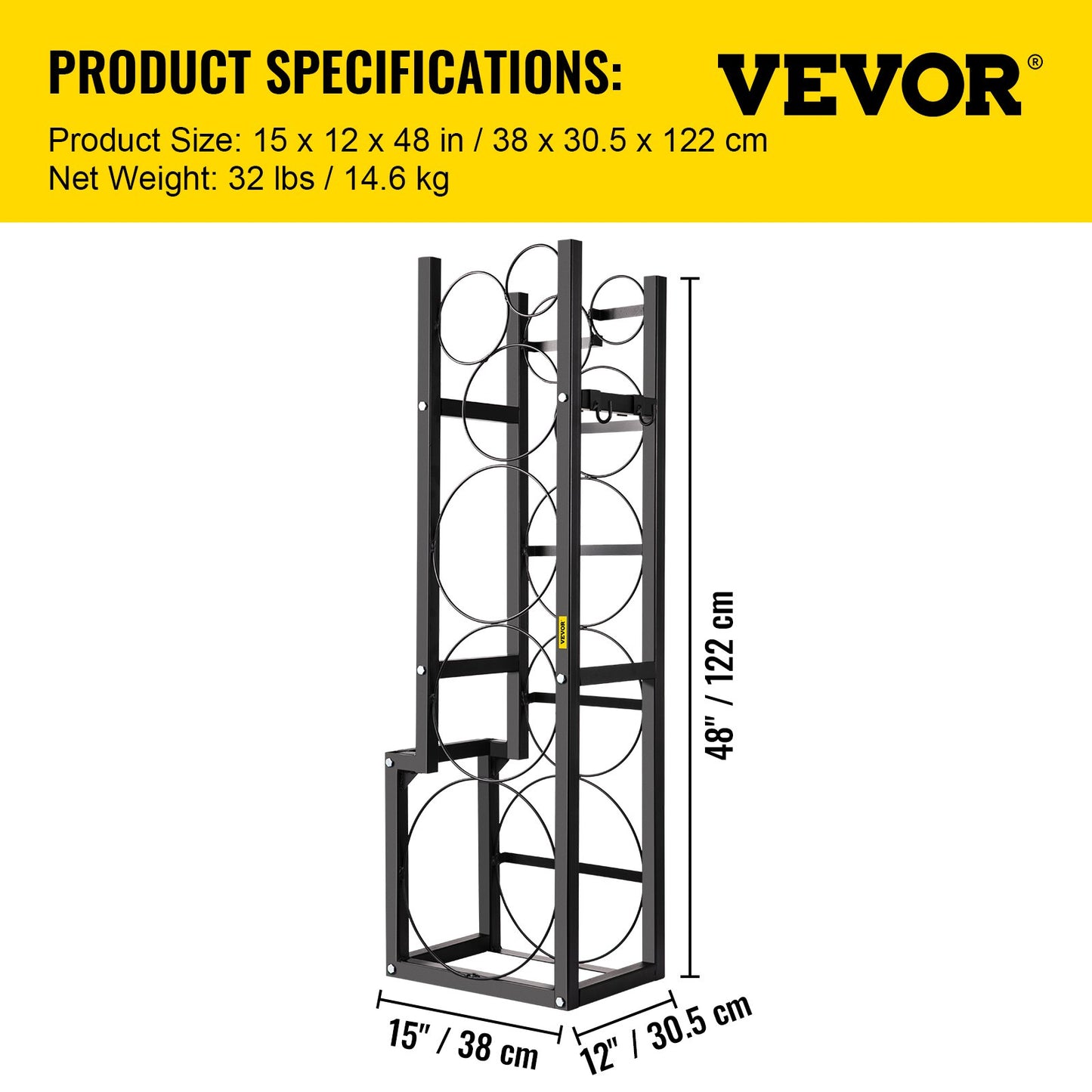 Kylmedelstankra med 1x50lb, 2x30lb och 3 små flaskor för cylindertank, 48,5x15x11 tum Kylmedelstankra, gasflaskställ och hållare för gas, syre och kvävelagring