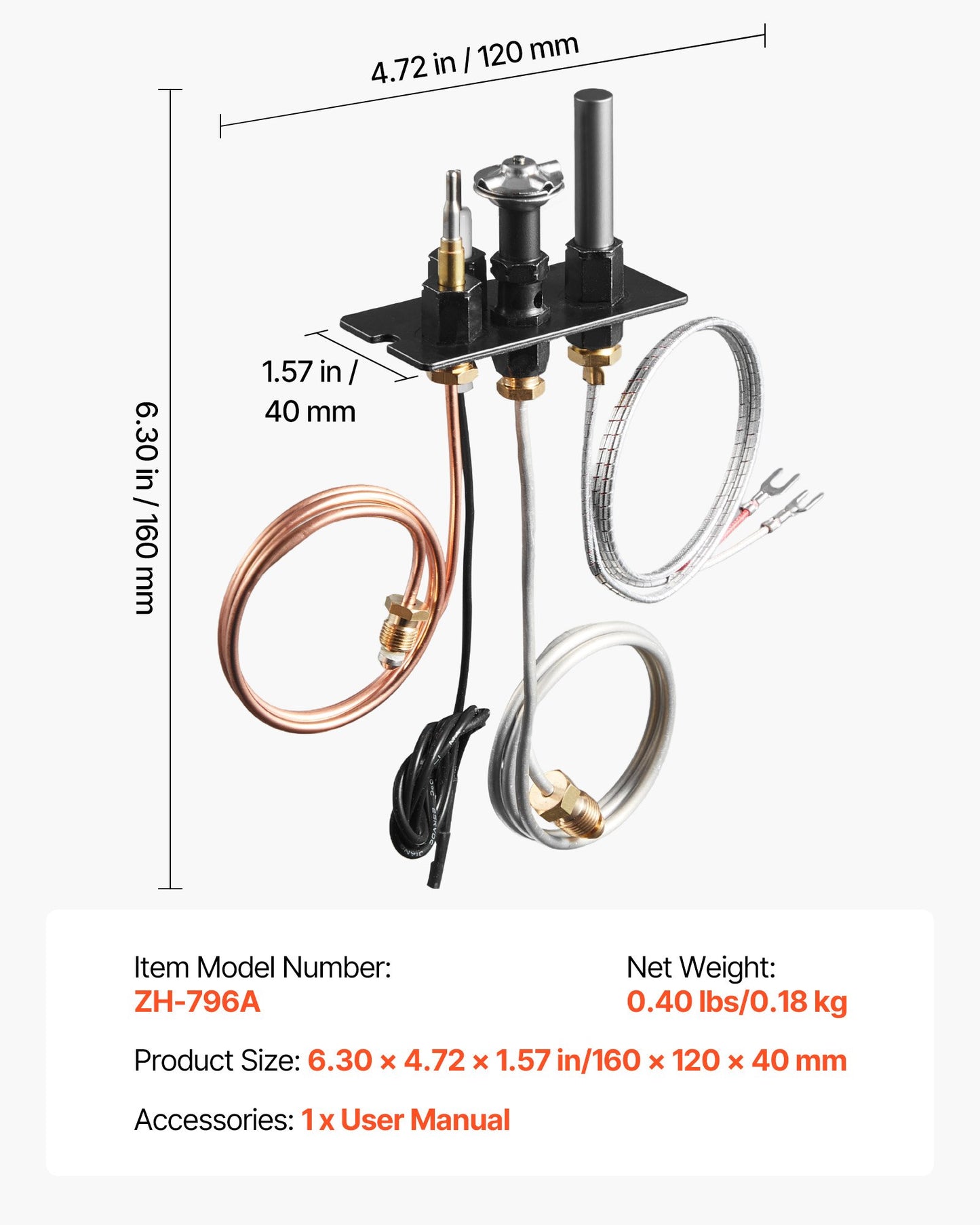 Gas Pilot Assembly, OE 69L17, 69L1701, 904405, J4117, 108084-02 Fireplace Gas Pilot Assembly Kit, Natural Gas Ignition Replacement, Compatible with Lennox, Superior, Astria Models, Black
