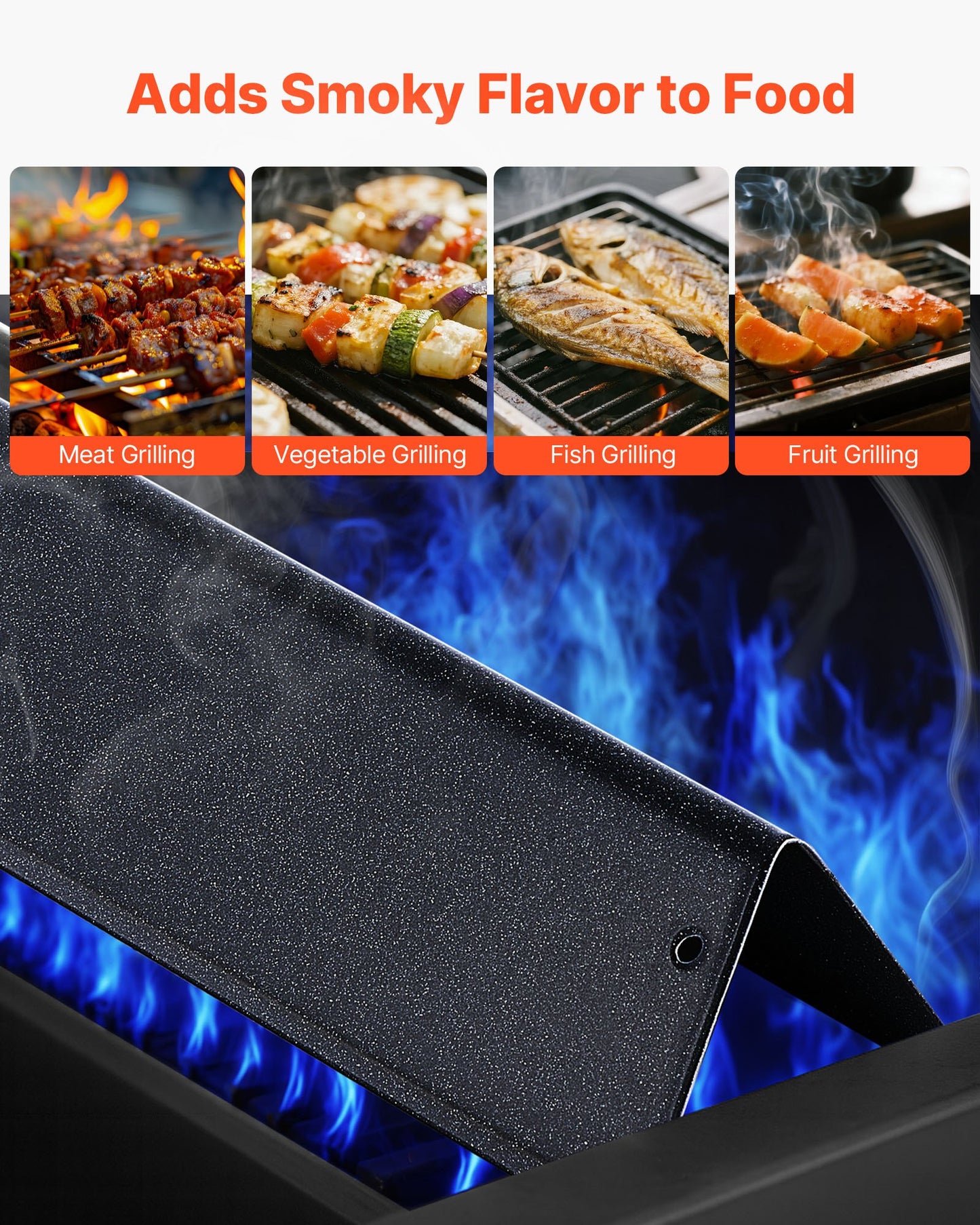 Smaksättningsbarer, 39 cm grillreservdel, för Weber Spirit I & II 200-seriens grillar, inklusive Spirit II E-210, II E-220, II S-210, E-210, S-210, porslinsemaljerad stålvärmeplatta, 3-pack