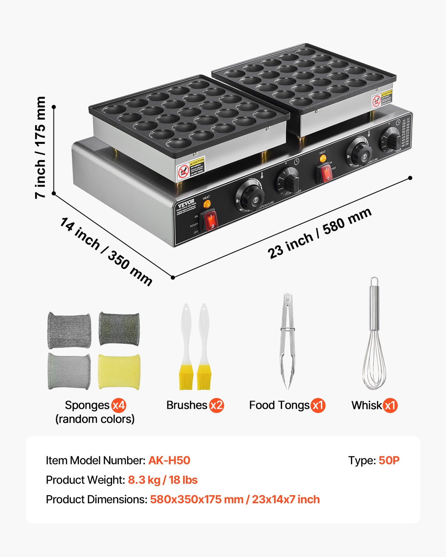 50 st mini holländsk pannkaksjärn, non-stick rostfritt stål Dorayaki-grill, 1800 W kommersiell elektrisk poffertjesgrillpanna, dubbel temperatur- och tidskontroll, för köksrestaurang frukost och dessert