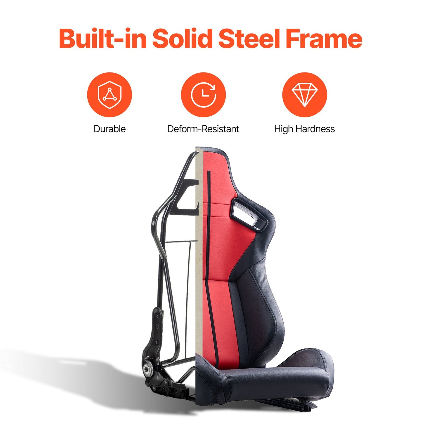 Racingstol, 2-set, justerbar racingcockpit med vidvinkelfällbar lutning och högelastiskt skum, bekväm racingstol med mjukt PVC-läder och Q235B-skjutreglage, lämplig för racingbilar och gokart