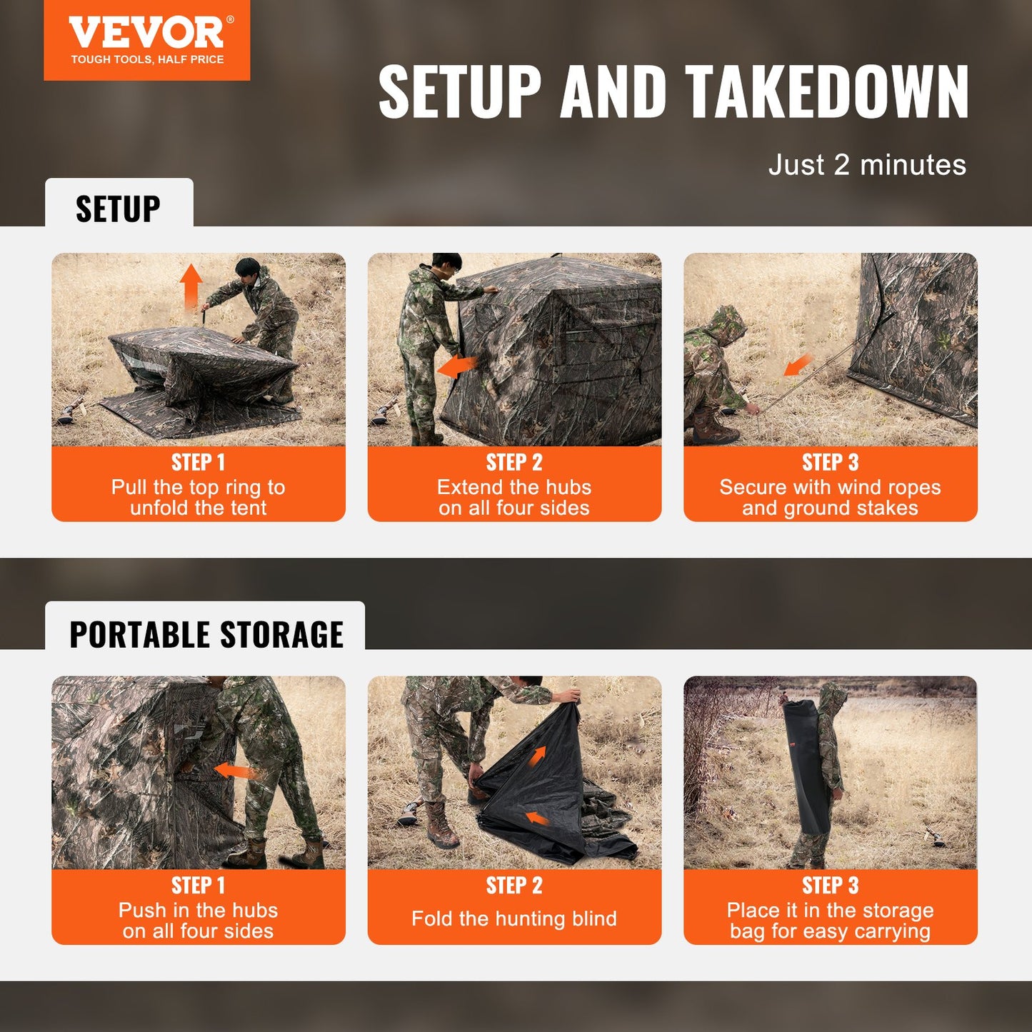 Jaktrullgardin 270° genomskinlig markrullgardin enkelriktad för 4-5 personer