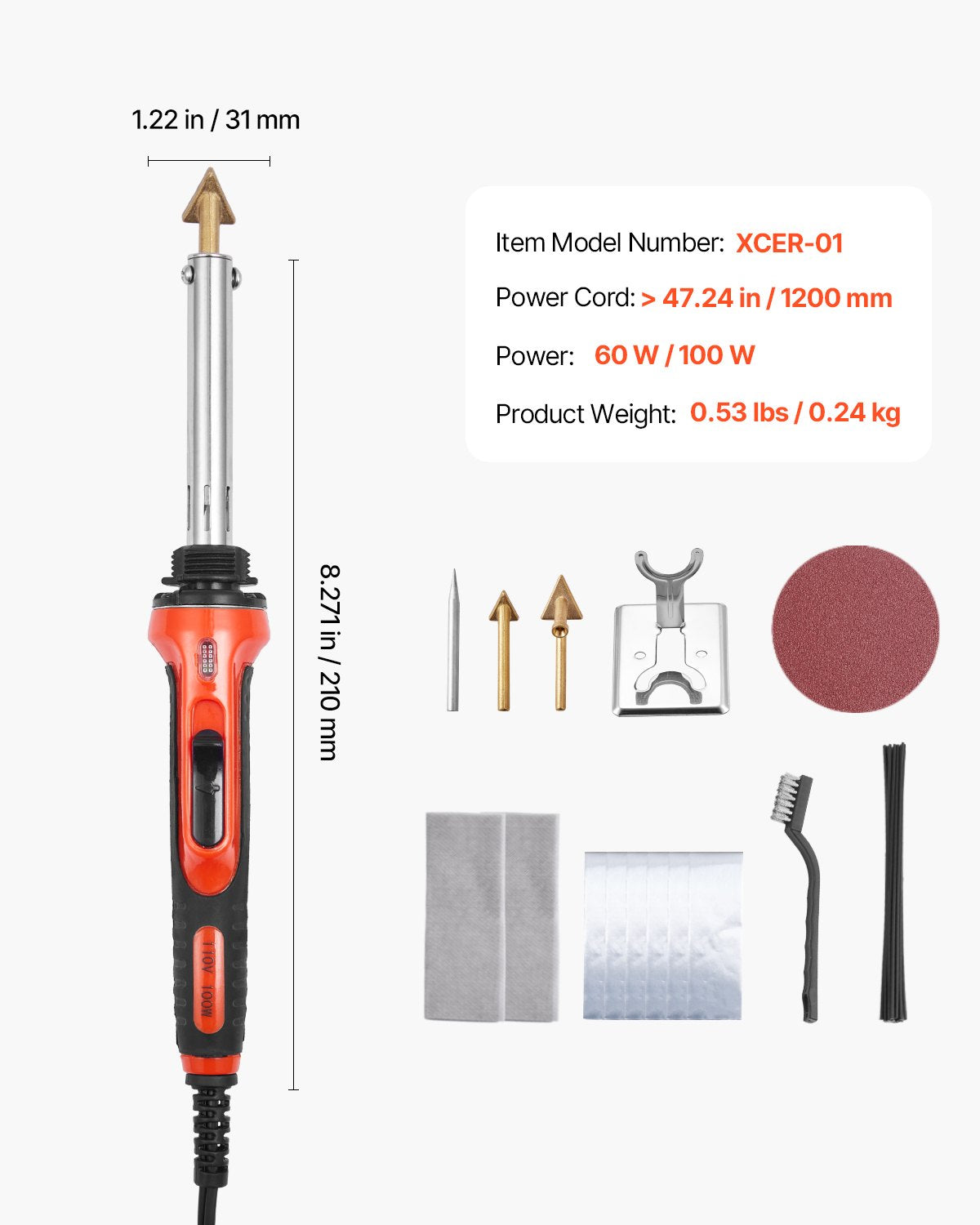 Plastsvetssats, 60W/100W dubbelkraftslödkolv för plastsvetsning med 3 svetsspetsar och 20 svetstrådar, professionellt svetsverktyg för plastreparation för bilstötfångare, kajaker, leksaker, elektronik