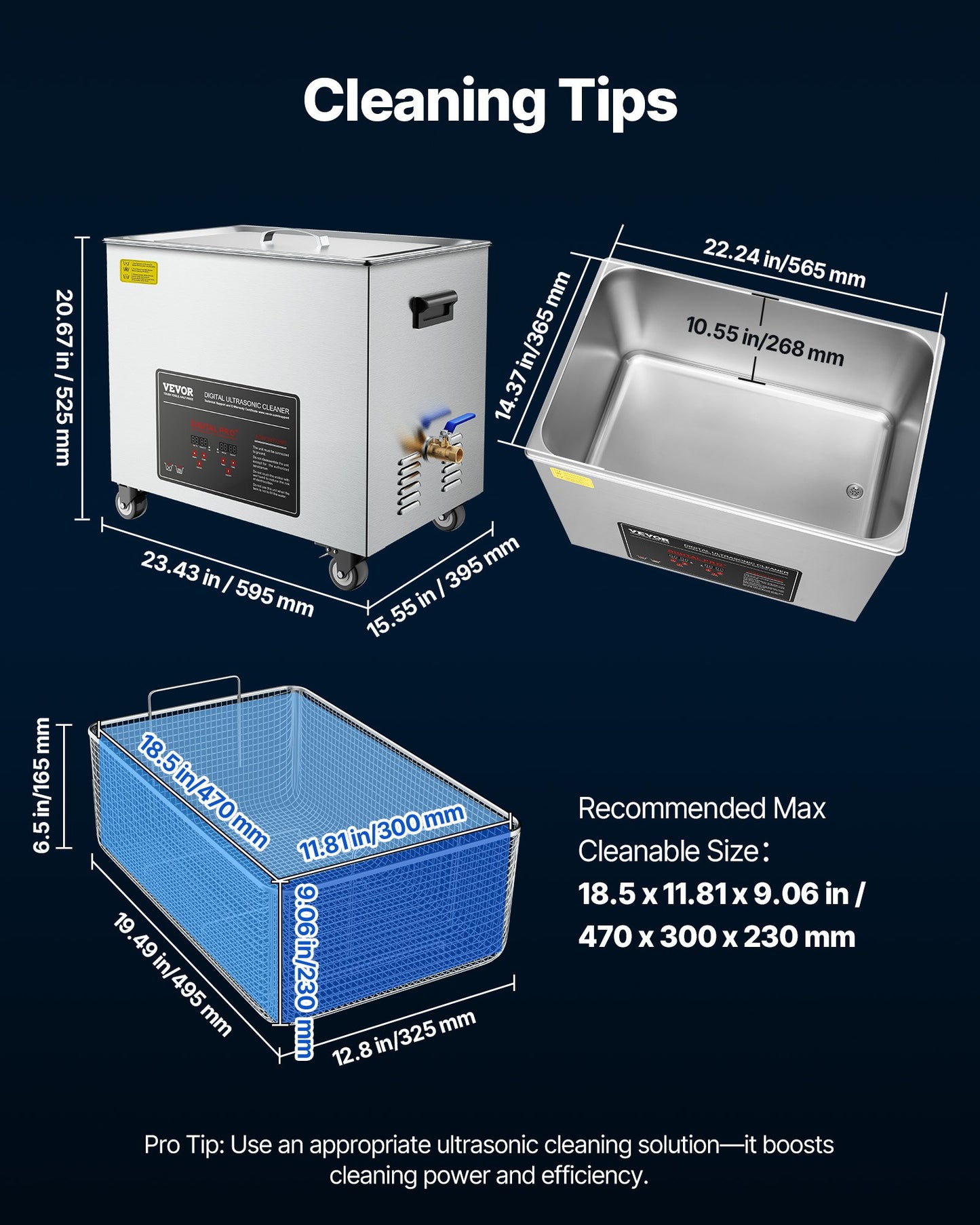 50L ultraljudstvätt, professionell ultraljudstvättmaskin med rengöringskorg och digital display, 840W stor rengöringsmaskin i rostfritt stål med hjul för industriella delar, förgasare
