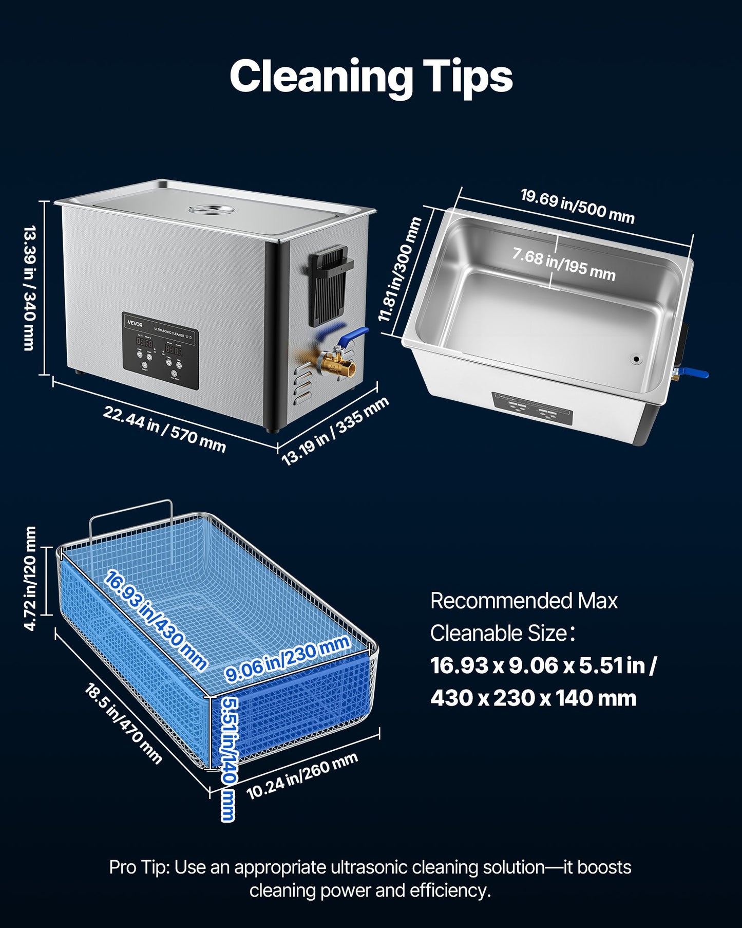 30L ultraljudsrengöring, professionell ultraljudsrengöringsmaskin med rengöringskorg och digital display, 480W rostfritt stål 40kHz industriell rengöringsmaskin för delar, förgasare, instrument