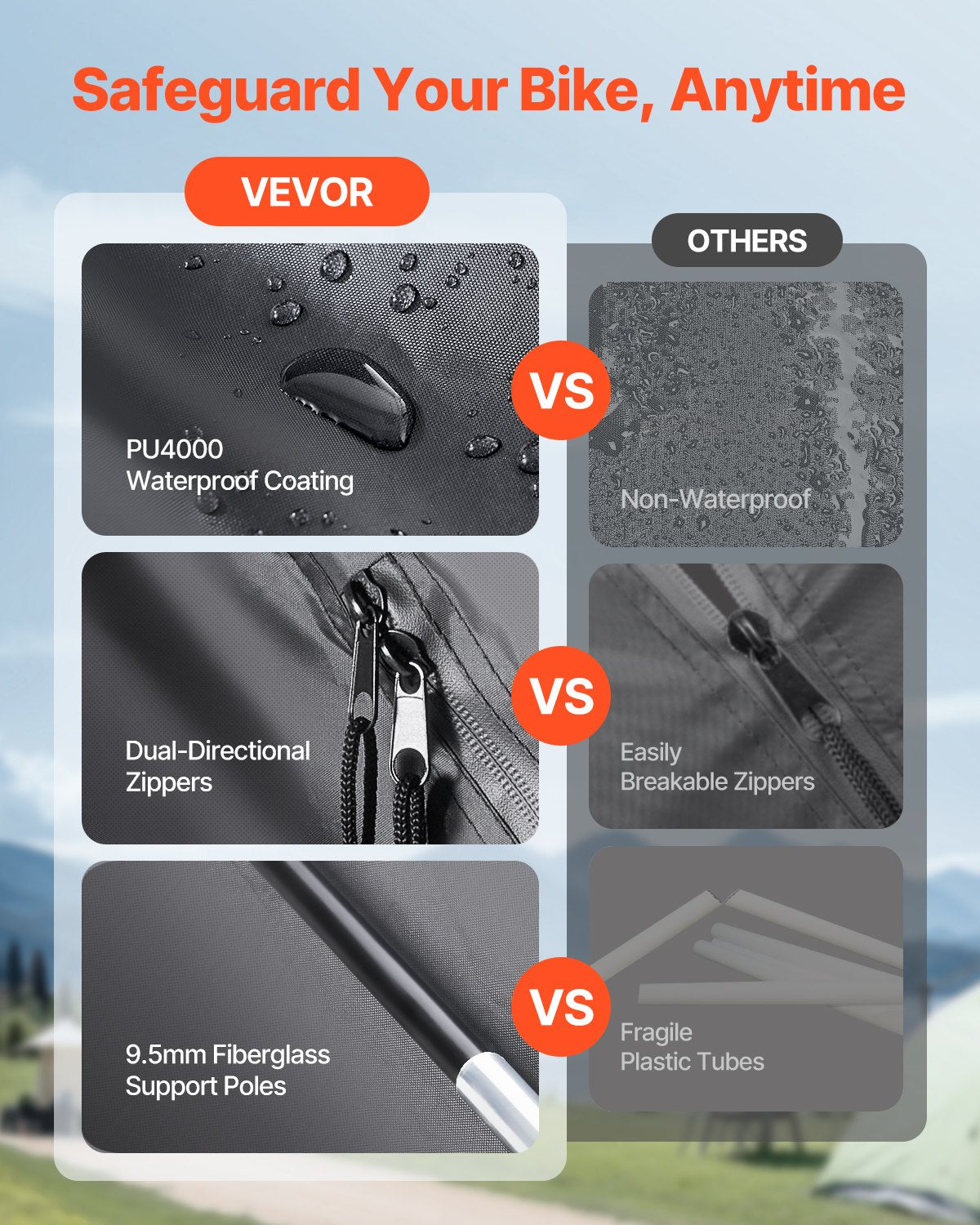 Cykelförvaringstält, 4 till 5 cyklar, rymligt cykelförvaringstält för utomhusbruk med ventilerat fönster, vattentätt solfjäderformat cykelskydd med höghållfast glasfiber och dubbla dragkedjor, lämplig för cykel