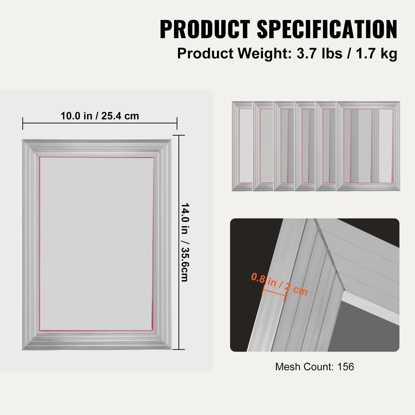 Screentryckskit Silkscreentryckram 25,4 cm x 35,6 cm 156-maskor 6 st
