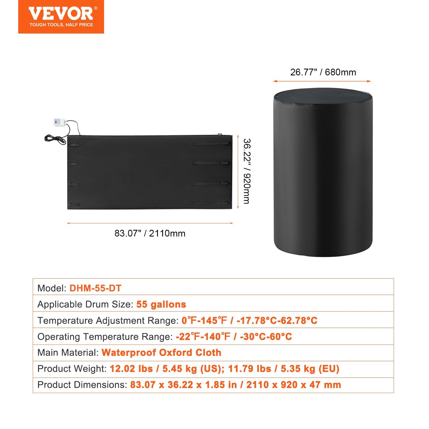 208,2 l metallfatvärmare 1300 W 0-63 °C justerbar med oberoende termostat