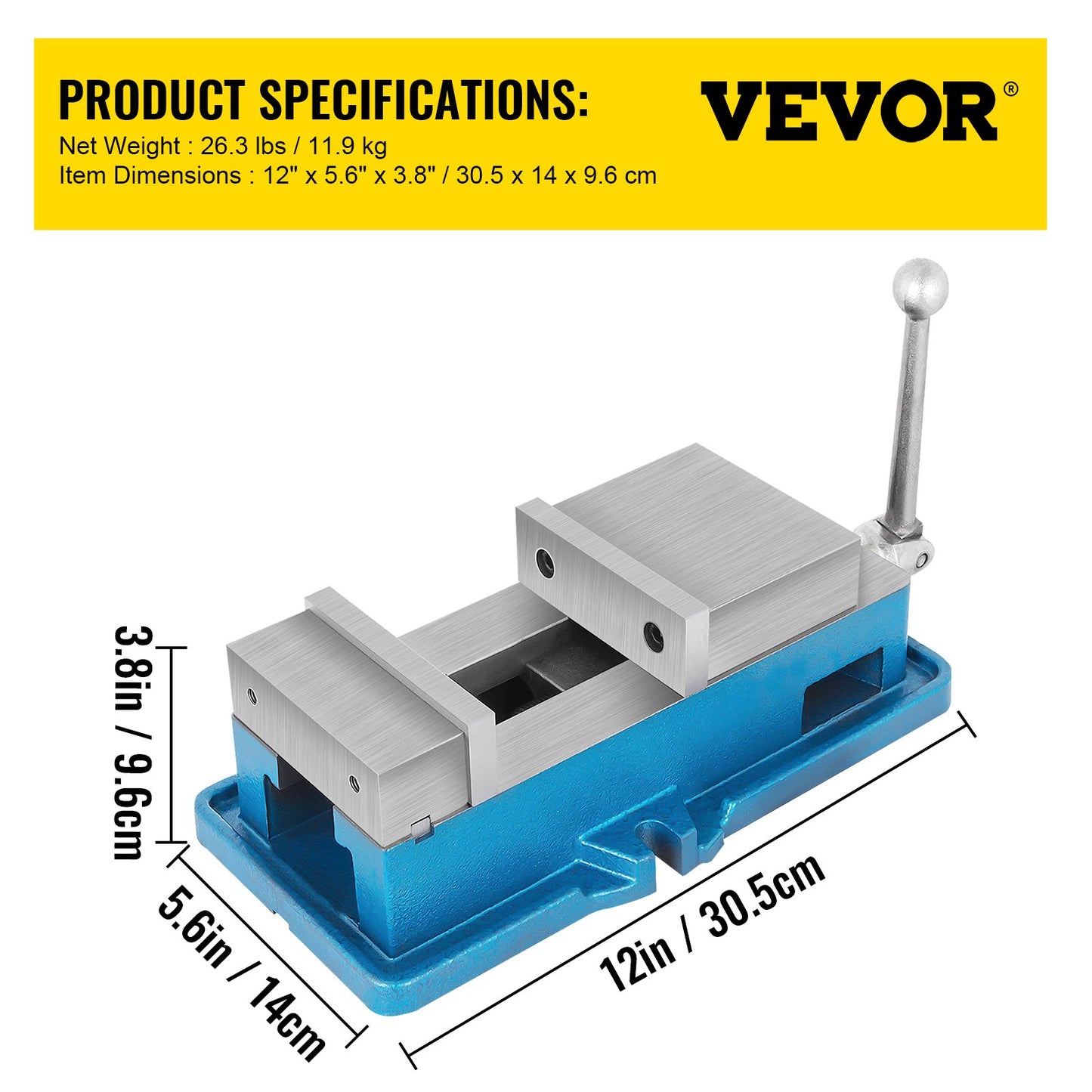 Icke-vridbart frässkruvstäd med låsfunktion, 4-tums precisionsbänkklämma, 100 mm bred borrpressklämma, 4-tums käftöppning för finbearbetning av fräsmaskiner, borrmaskiner, precisionsdelar