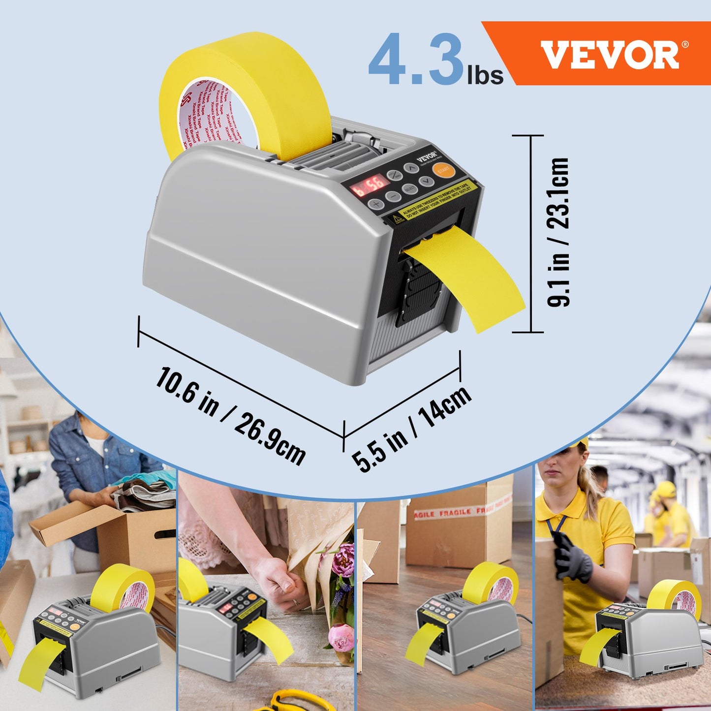 Zcut-9 Automatic Tape Dispenser Adhesive Electric Tape Cutter Packaging Machine Tape Cutting Machine 6-60mm Tape Width