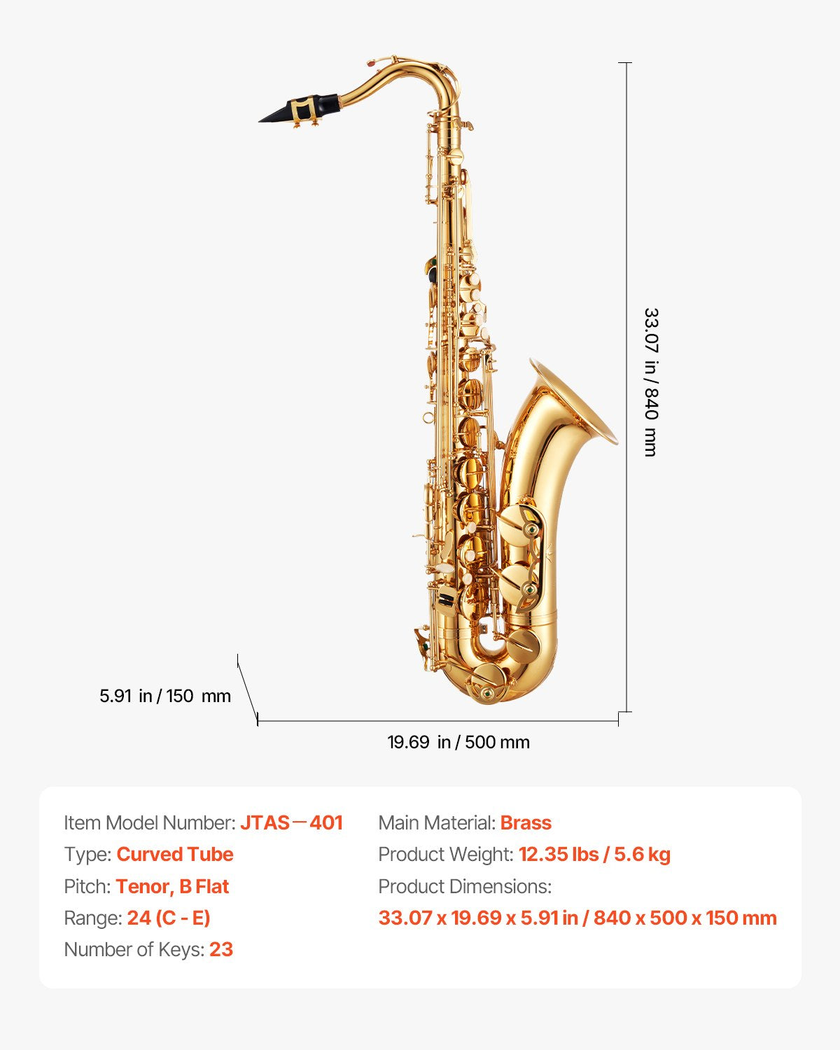 Tenorsaxofon, B-moln, professionellt nybörjarkit för mässingssaxofon med bärväska, munstycke, remmar, rengöringsduk, handskar, halsrem, tenorsaxofonkit med 23 tangenter, för nybörjare, guld