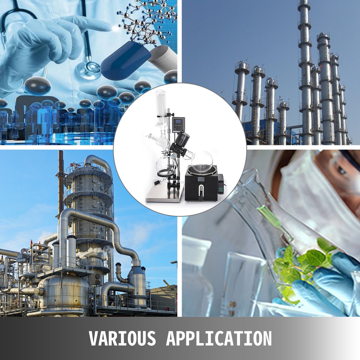 BuoQua RE-501 5L rotationsindunstare RotoVap Lab vakuumindunstningsapparat värmevattenbad för effektiv borttagning av lösningsmedel