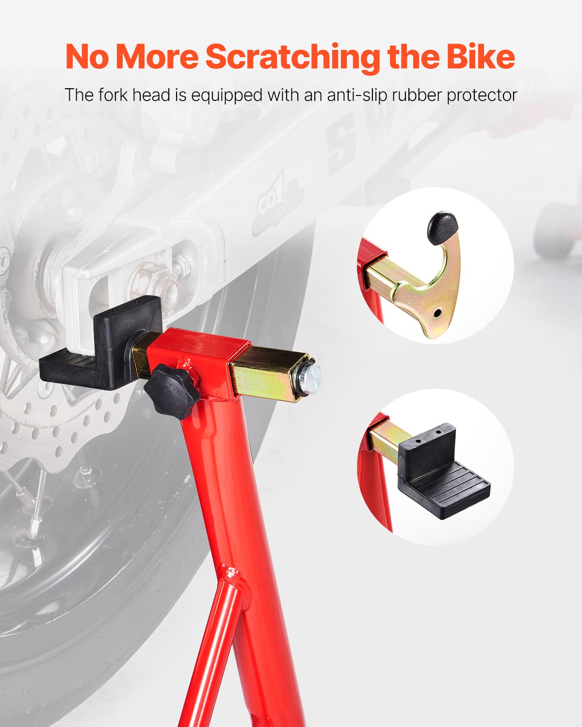 Motorcykel bakhjulsstöd, 850 LBS lastkapacitet kraftigt bakhjulsstöd med U + L gaffelsvingarmsspole, justerbar motorcykellyftstöd, för Suzuki Yamaha Honda Kawasaki, röd