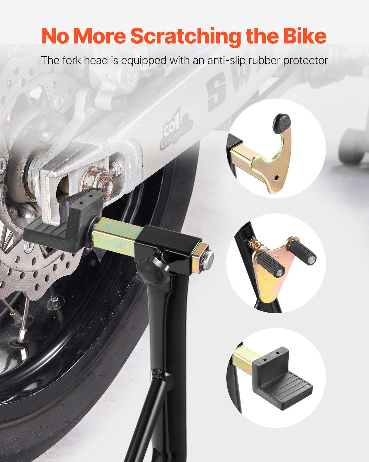 Motorcykelstödslyft, 1100lbs kapacitet fram och bak kombinerad stödslyft, framhjulsstöd med dubbelgaffel, bakre U+V gaffelsvingarmsstöd, för de flesta Yamaha Honda Kawasaki Suzuki motorcyklar, svart