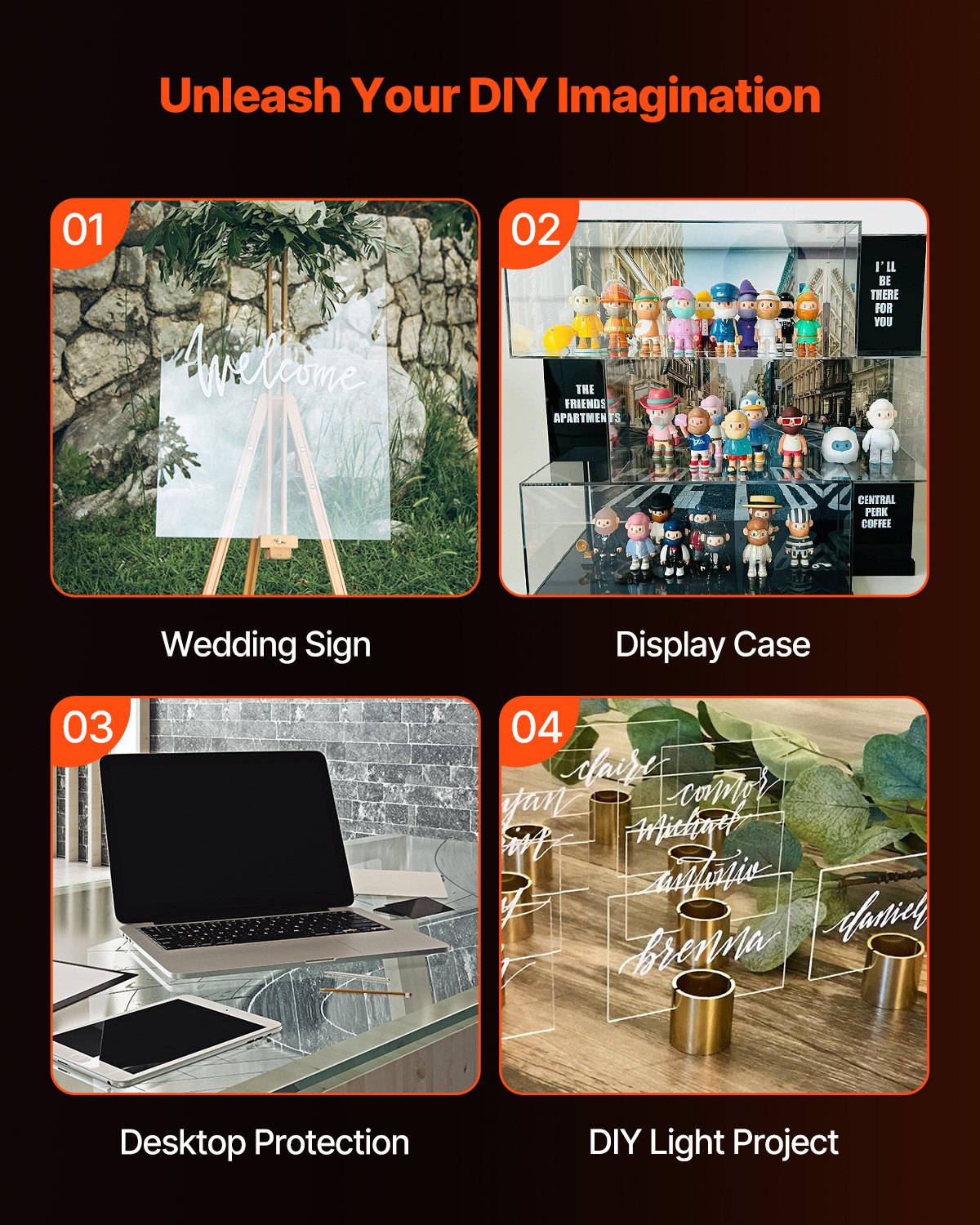 Plexiglas akrylskiva, 1-pack plastskiva, 36 x 48 tum 1/4 tum tjock klar plast gjuten transparent glas för hantverksprojekt, reservglas till bildram, gör-det-själv-display, lätt att skära