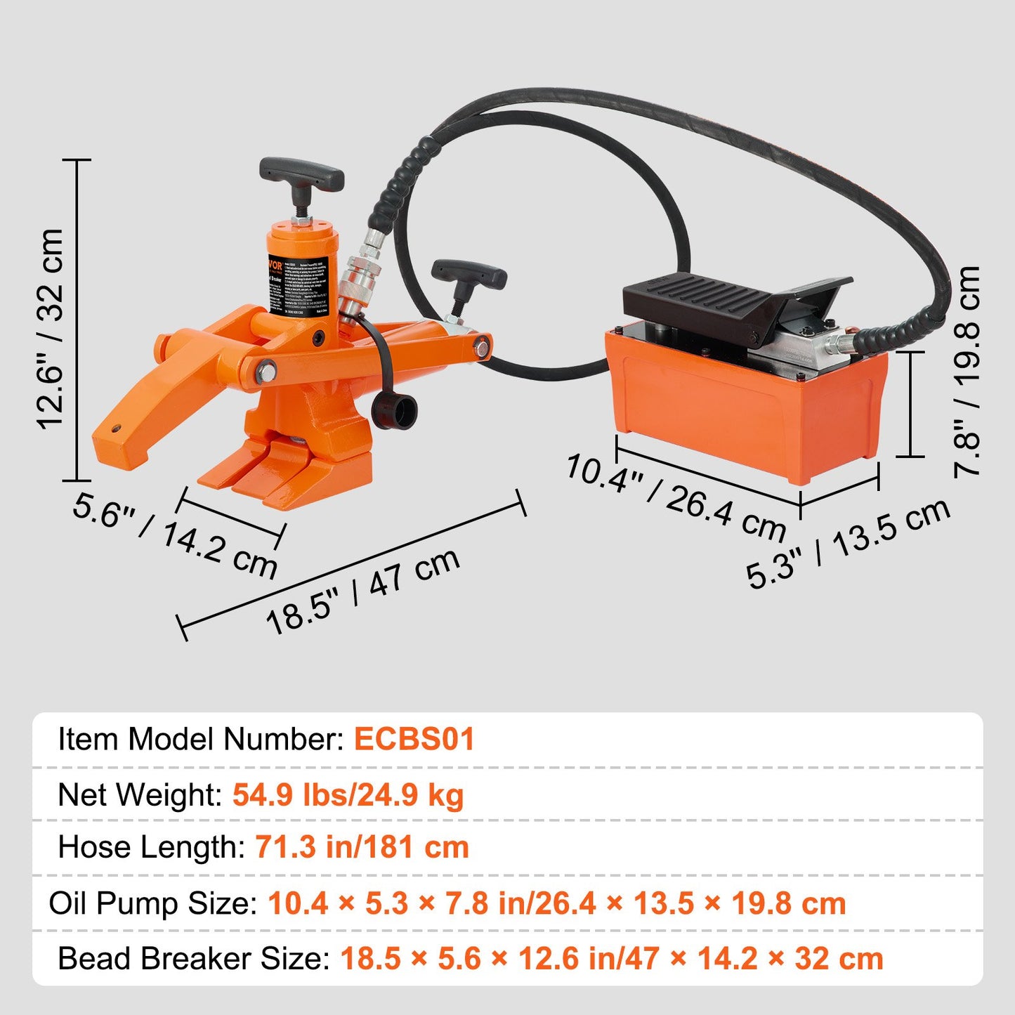 Hydraulisk däckpärlbrytare 10000 PSI fotpump för dragbilsdäck