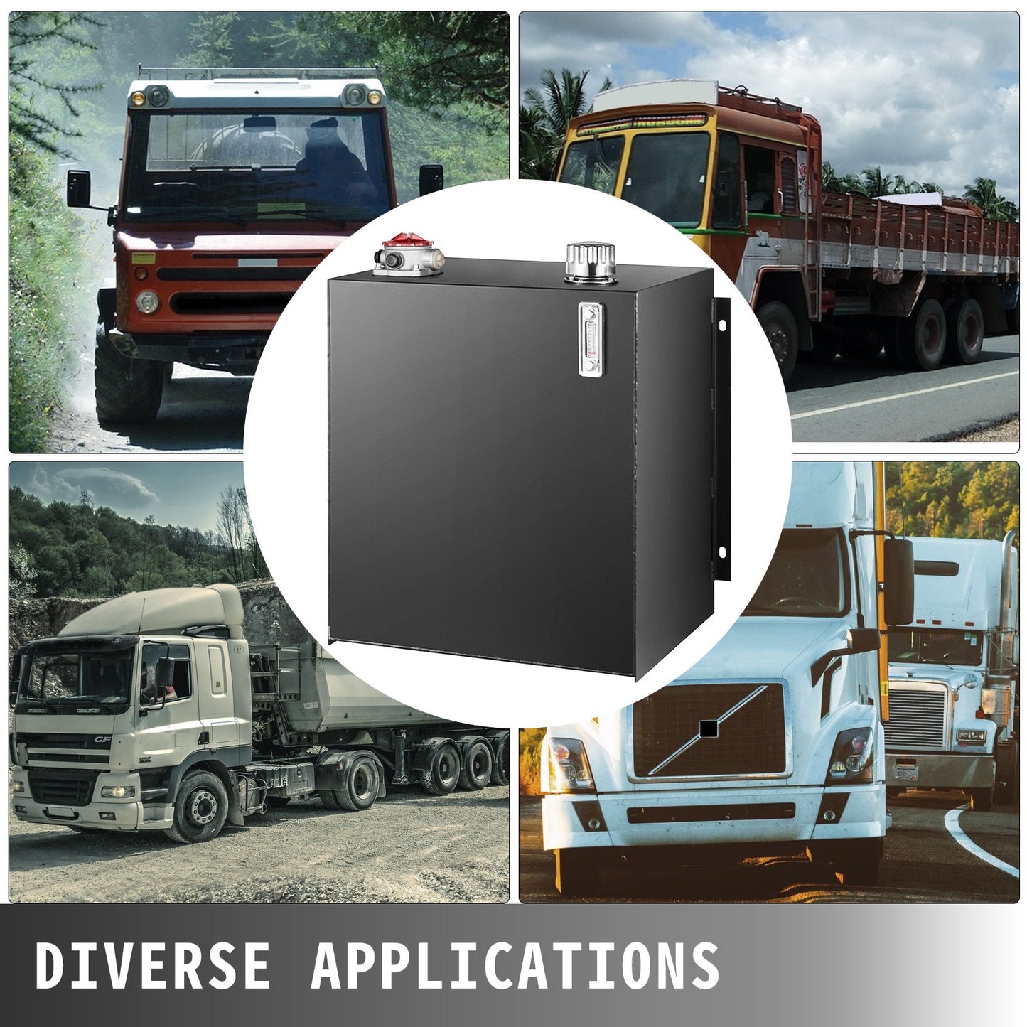 Hydraulic Oil Tanks 25Gal Fuel Tank Heavy Duty Hydraulic Steel Tank Reservoir, Gasoline Transfer Tanks, Hydraulic Reservoir with Strainer Temp Gauge Filter Breather Cap hydraulic tank