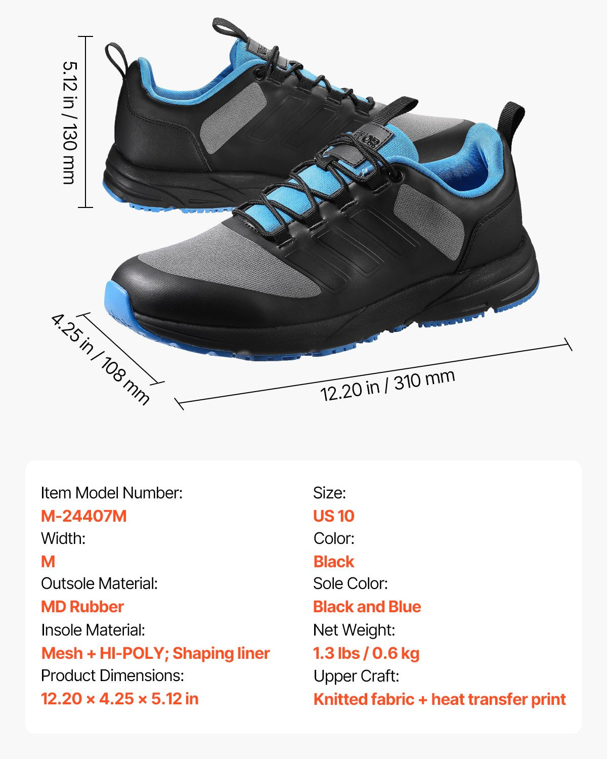 Crosstrainingskor, M-breda sneakers UK storlek 9, skor med bred tåbox, stöd för hålfoten och justerbar snörning, träningsskor för löpning, gymnastik, hundpromenader och tyngdlyftning (svart)