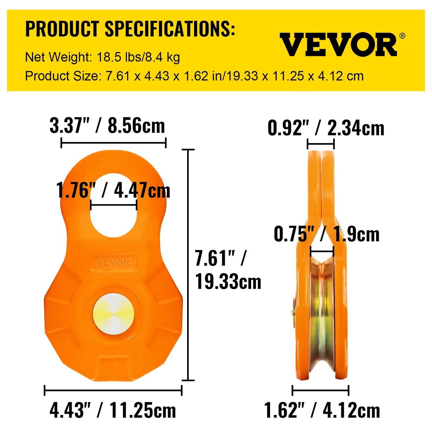 Kastblock, 11T/25 000 LBS arbetsbelastningsgräns, kraftig vinschremskiva för 0,55"/14 mm syntetiskt rep eller mjuka schacklar, terrängbärgningstillbehör för traktor, lastbil, ATV och UTV, 2-pack