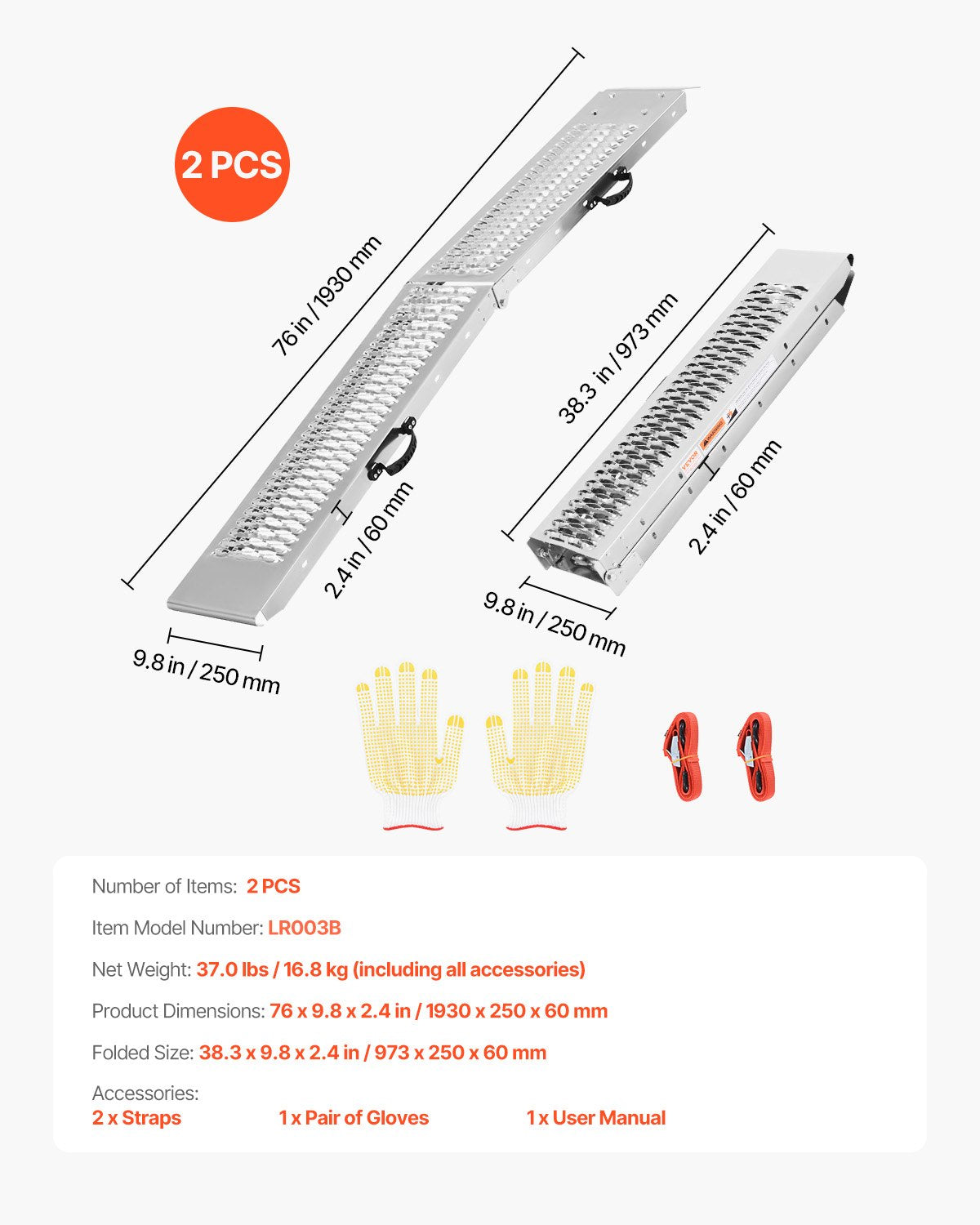 Stålramper, 1000 lbs, 2 st kraftiga ramper med bredare rampyta, universell stabil lastramp med handtag, passar för ATV, UTV, motorcykel, elcykel, etc.