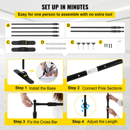 Step and Repeat 243.8 x 243.8 cm - 304.8 x 243.8 cm Backdrop Banner Stand Adjustable Telescopic Height and Width Retractable Banner Stand with Carrying Bag