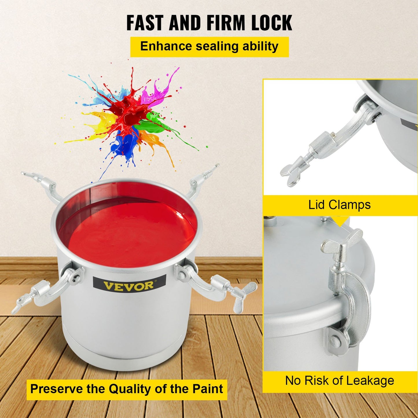 Commercial Paint Pressure Tank 2.5 Gallons Pressure Pot Tank 10L Pressure Paint Pot Feed Spray Gun 1.5mm Nozzle Paint Sprayer for 10L Capacity Painting