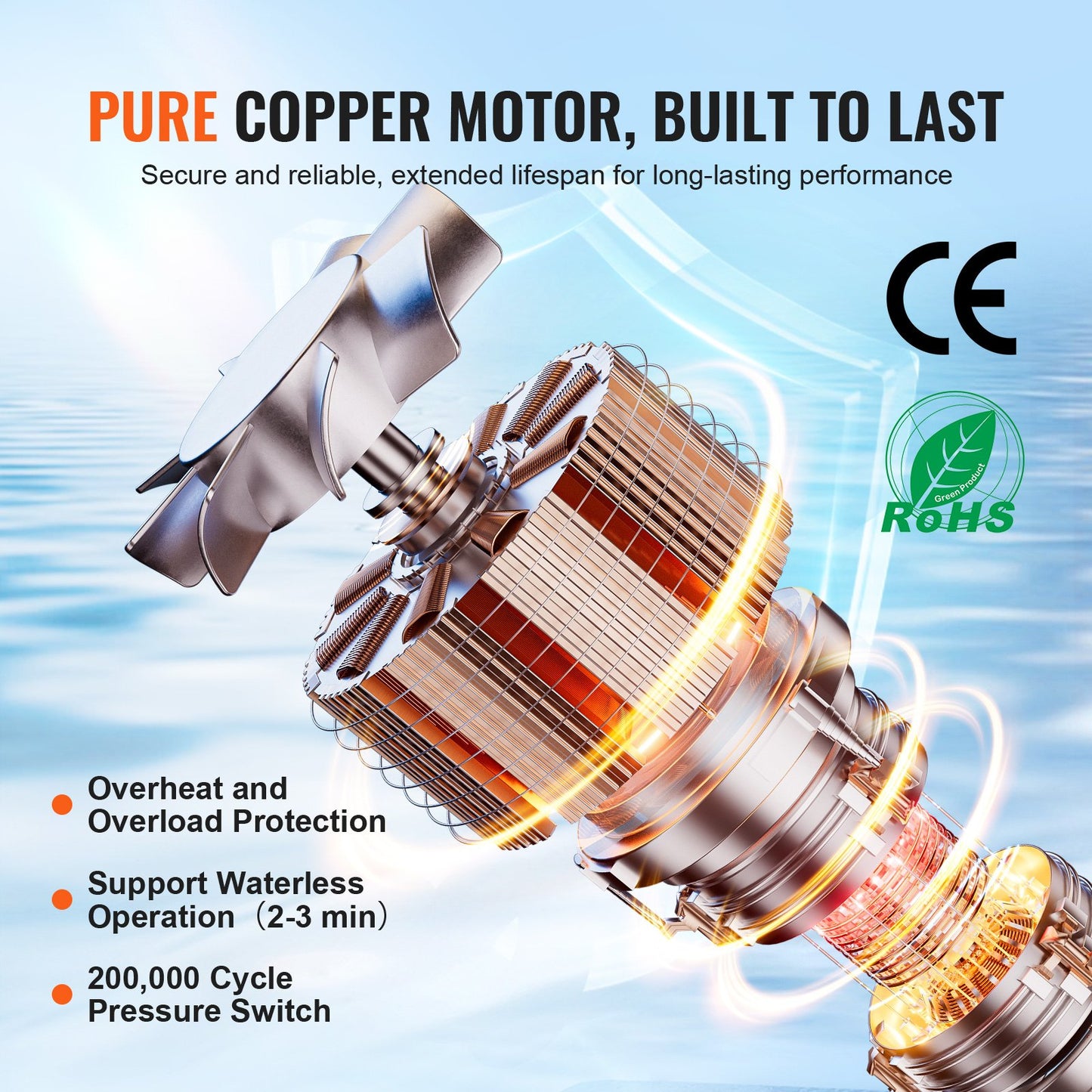 12V membranpump, 1,8 GPM (6,81 L/min), 3-kammars 12-volts DC-vattenpump med automatisk tryckbrytare 2,7–6,9 bar (40–100 PSI) justerbar, 4 bar (60 PSI), 12,7 mm (1/2 tum) MNPT-port, för husbil, yacht, food truck, husbil, marin