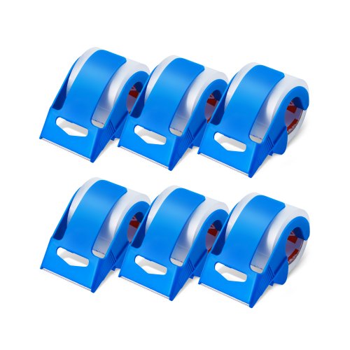 Genomskinlig packtejp, 3,8 cm kärna, 6 rullar 5,8 cm x 7,25 meter packtejp med dispenser, 2,7 mm kraftig packtejp utformad för flytt, förvaring och packning, frakt och utskick