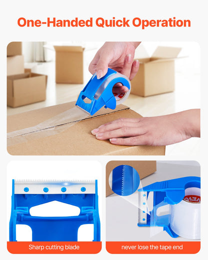 Genomskinlig packtejp, 3,8 cm kärna, 6 rullar 5,8 cm x 7,25 meter packtejp med dispenser, 2,7 mm kraftig packtejp utformad för flytt, förvaring och packning, frakt och utskick