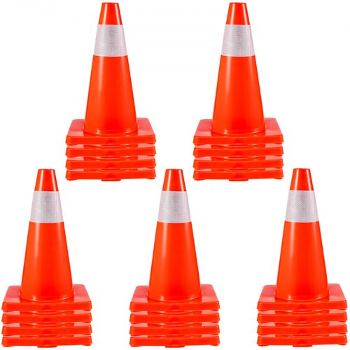 20-pack 18" trafikkoner, säkerhetsparkeringskoner med PVC-bas, orange trafikkon med reflexkragar, riskbyggkoner för parkering i hemmet