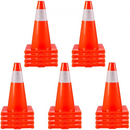 20-pack 18" trafikkoner, säkerhetsparkeringskoner med PVC-bas, orange trafikkon med reflexkragar, riskbyggkoner för parkering i hemmet