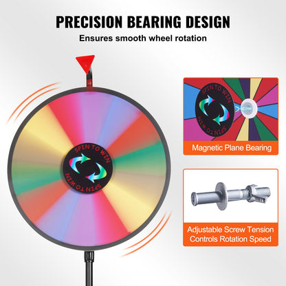 18” Prize Wheel Tripod Floor Stand Color Prize Wheel Fortune Spinner 14 Slots Dry Ease Tradeshow Fortune Spinning Game(18inch)