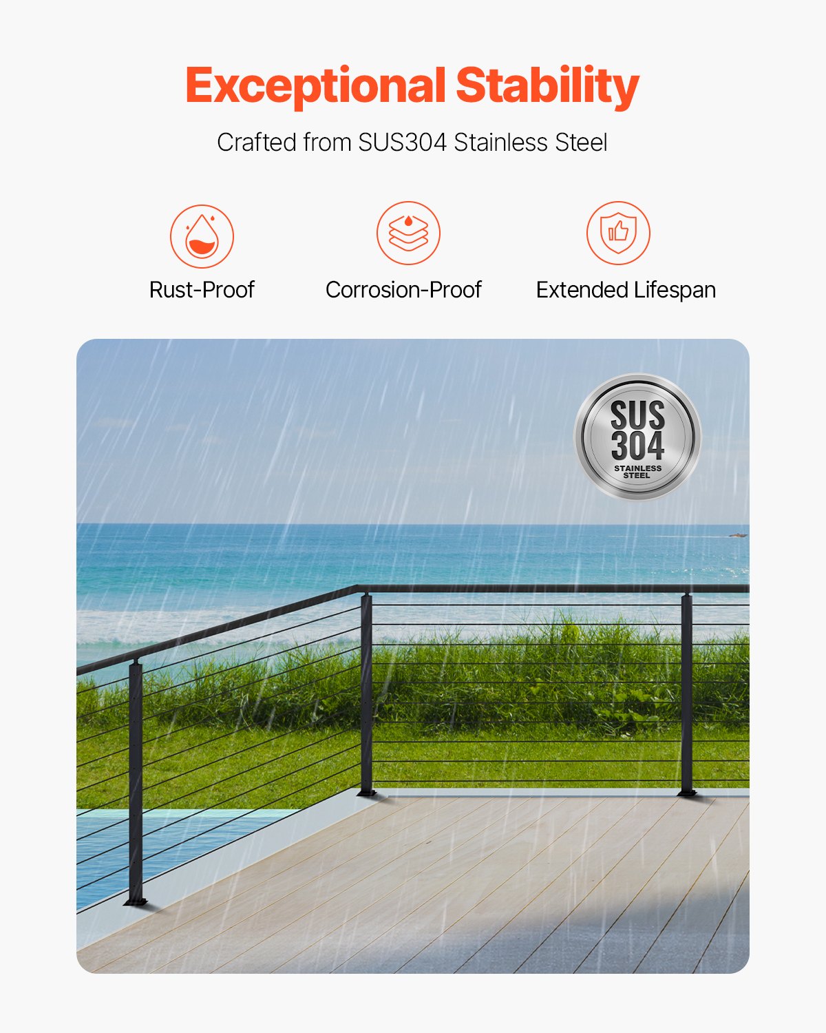 Kabelräckesstolpe, 914,4 x 50,8 x 50,8 mm hörnräckesstolpe, med L-formade förborrade hål, rostfritt stål med horisontellt och böjt fäste, 1-pack, svart, 1JZLGZXHS914ZPBNY001V0