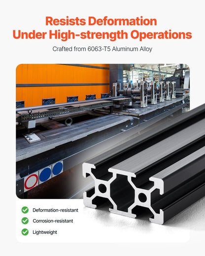 4 st. 39,4 tum (1000 mm) T-spår 2040 aluminiumprofil, anodiserad linjär skena enligt europeisk standard, höghållfast extruderad aluminiumskena för 3D-skrivare, CNC-maskin DIY, lasergravering, svart